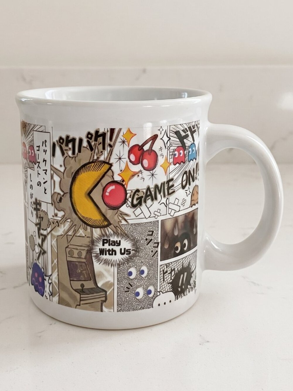 Pac-Man Game On Japanese Manga Comic Ceramic Mug Oversized 20 Oz Gamer Gift